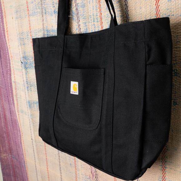 Black upcycled carhartt tote bag - Picture 3 of 7